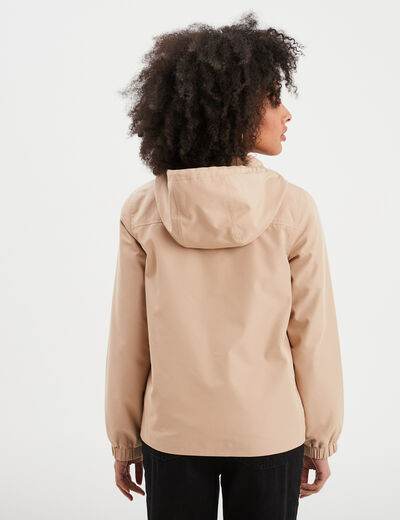 Parka imperméable à capuche sable femme