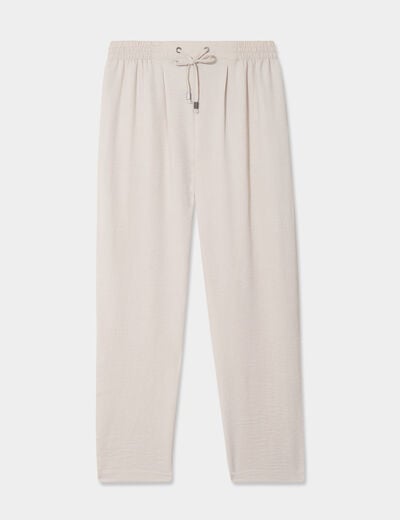 Pantalon fluide coupe cigarette gris clair femme