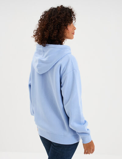 Sweat zipp&eacute; &agrave; capuche bleu marine femme