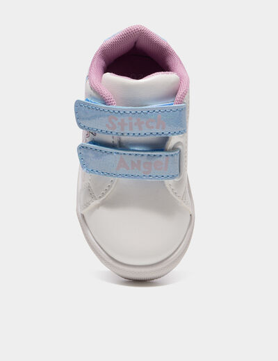 Tennis basses &agrave; scratchs Stitch blanc b&eacute;b&eacute; fille
