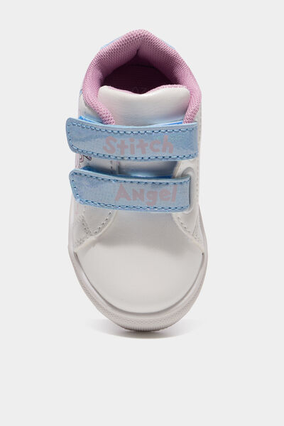 Tennis basses &agrave; scratchs Stitch blanc b&eacute;b&eacute; fille