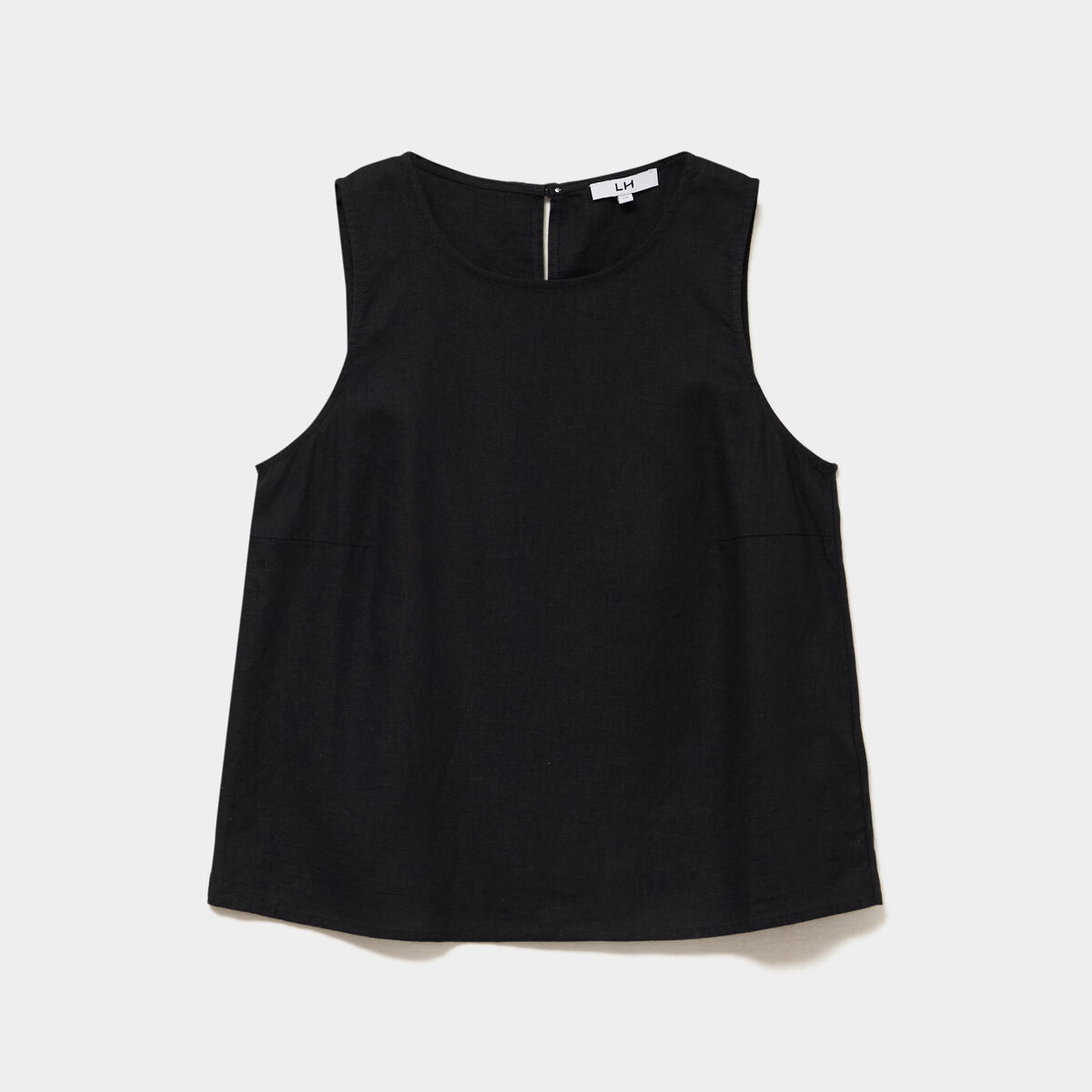 Blouse sans manches lin m&eacute;lang&eacute; noir femme