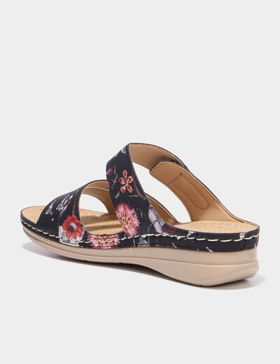 Mules avec talons compens&eacute;s noir femme