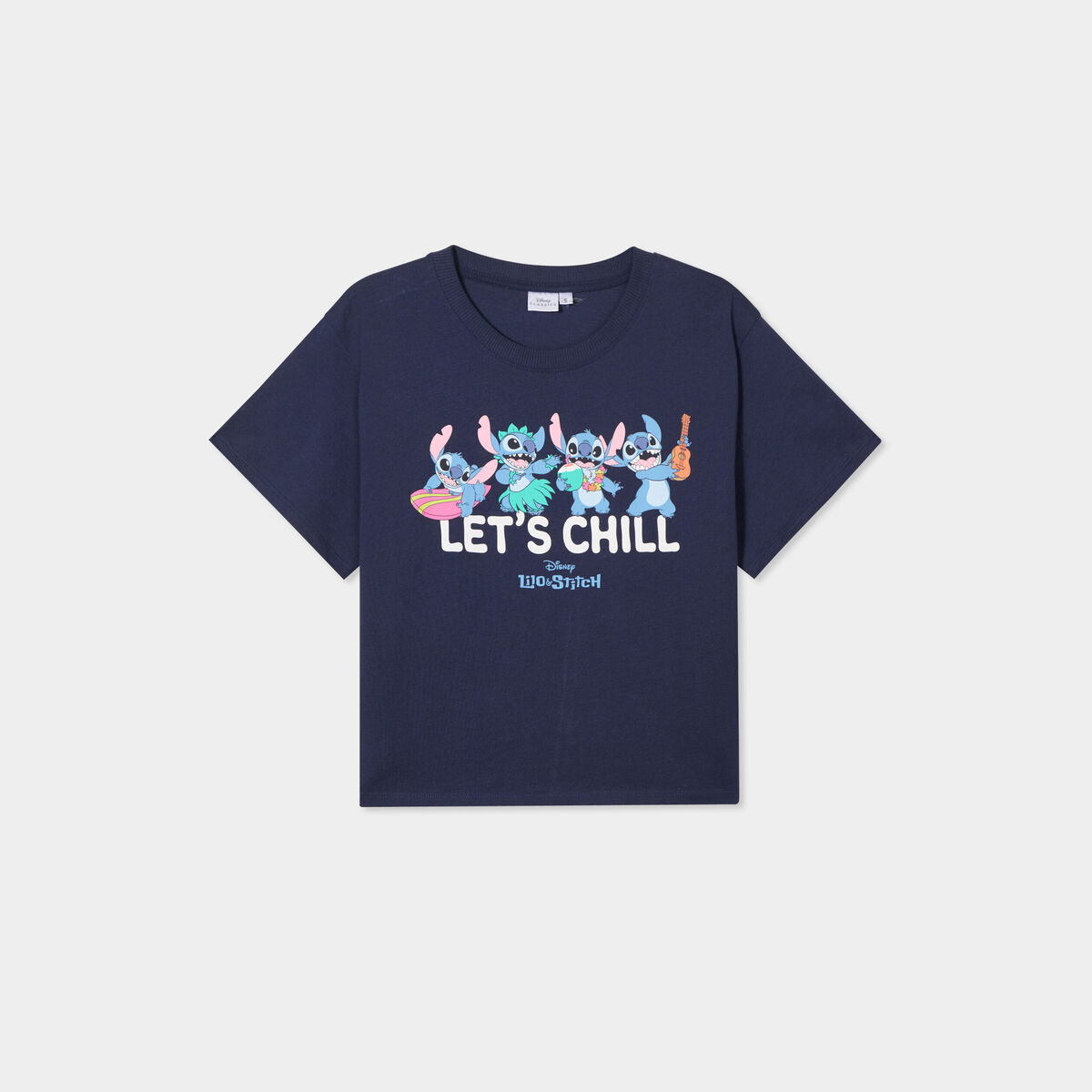 T-shirt manches courtes coton Stitch bleu marine femme