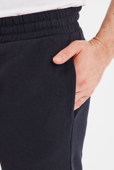 Jogging droit molleton bleu marine homme