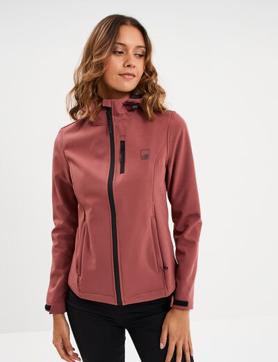 Blouson &agrave; capuche d&eacute;perlant fourr&eacute; vieux rose femme