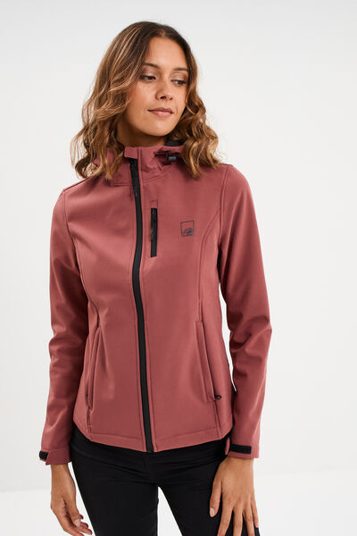 Blouson &agrave; capuche d&eacute;perlant fourr&eacute; vieux rose femme