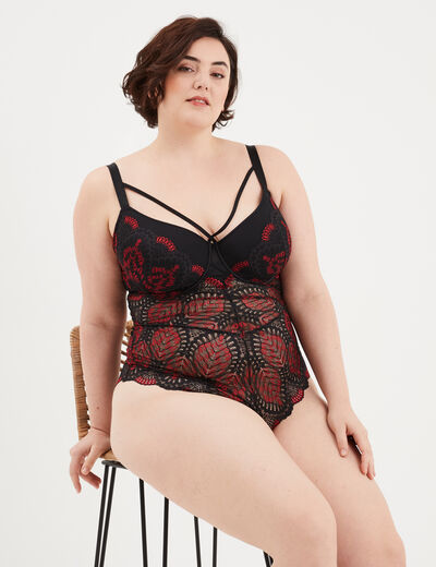 Body en dentelle rose framboise femme grande taille