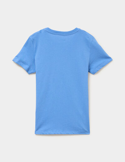 T-shirt col rond manches courtes coton bleu lavande gar&ccedil;on