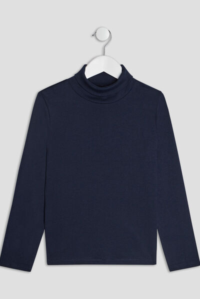 T-shirt col roulé manches longues bleu marine garçon