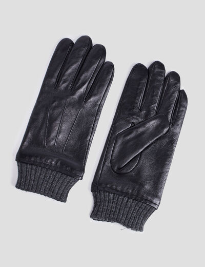 Gants en cuir noir homme