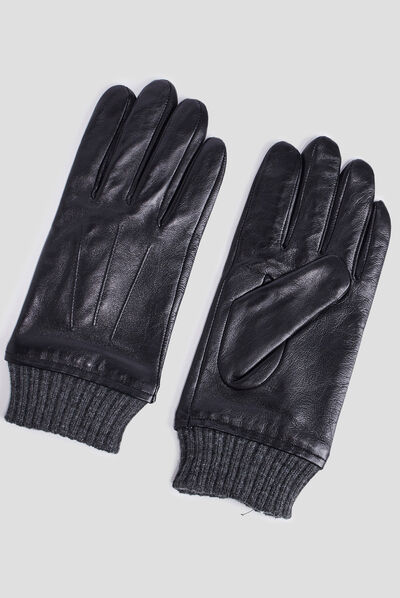 Gants en cuir noir homme