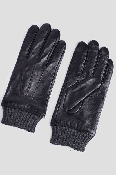 Gants en cuir noir homme