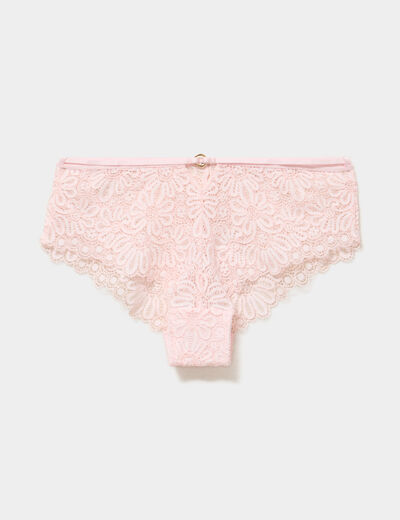 Shorty en dentelle rose clair femme
