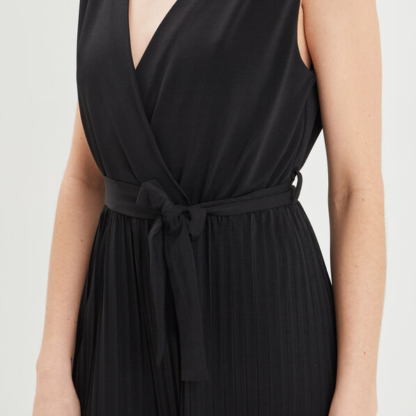 Combinaison pantalon plissée noir femme