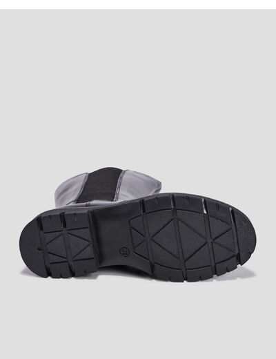 Bottes crantées zippées en cuir noir fille