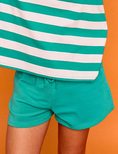 Short de jogging molletonn&eacute; ajust&eacute; bleu turquoise femme