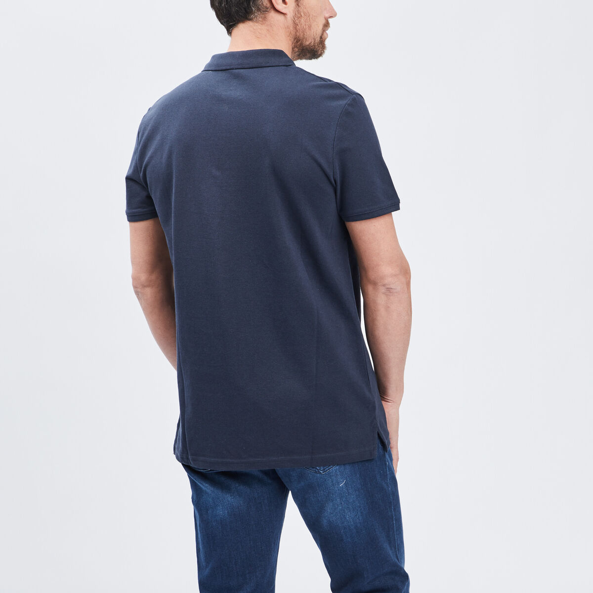 Polo en coton manches courtes bleu marine homme