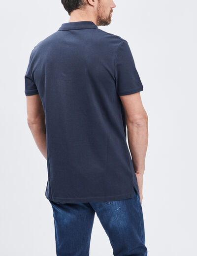Polo en coton manches courtes bleu marine homme