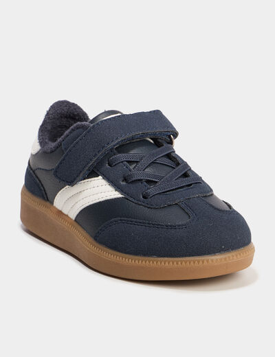 Tennis basses à scratchs bleu marine garçon