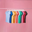 T-shirt coton col rond manches courtes jaune clair femme