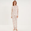 Ensemble pyjama t-shirt pantalon velours ecru femme