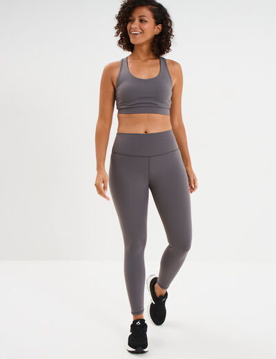 Legging de sport gainant taille haute gris fonc&eacute; femme