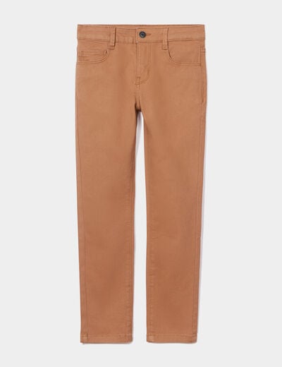 Pantalon slim stretch marron garçon