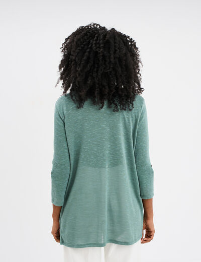 Gilet manches 3/4 bleu gris femme
