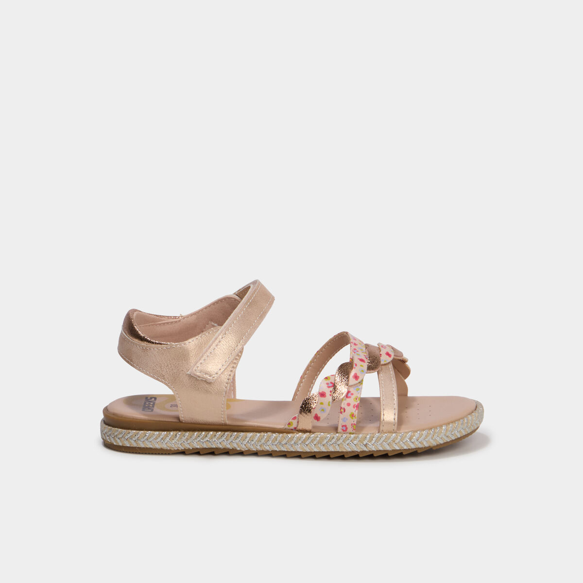 Sandales semelles effet corde jaune or fille