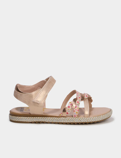 Sandales semelles effet corde jaune or fille