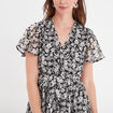 Robe longue évasée col cache-coeur noir femme