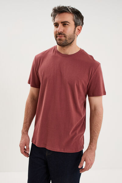 T-shirt droit en coton manches courtes vieux rose homme