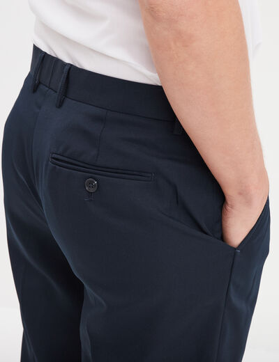 Pantalon de costume droit avec pinces bleu marine homme