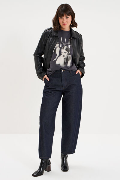 T-shirt droit coton C&eacute;line Dion gris fonc&eacute; femme
