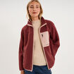 Veste zipp&eacute;e effet sherpa 3 poches vieux rose femme