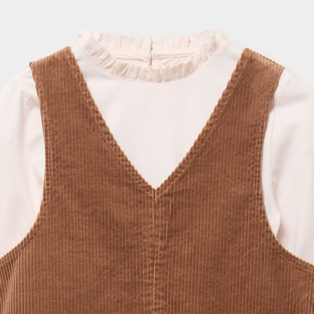 Ensemble robe chasuble et t-shirt camel fille