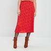 Jupe longue droite plissée rouge femme