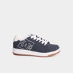 Tennis basses &agrave; lacets en cuir bleu marine gar&ccedil;on