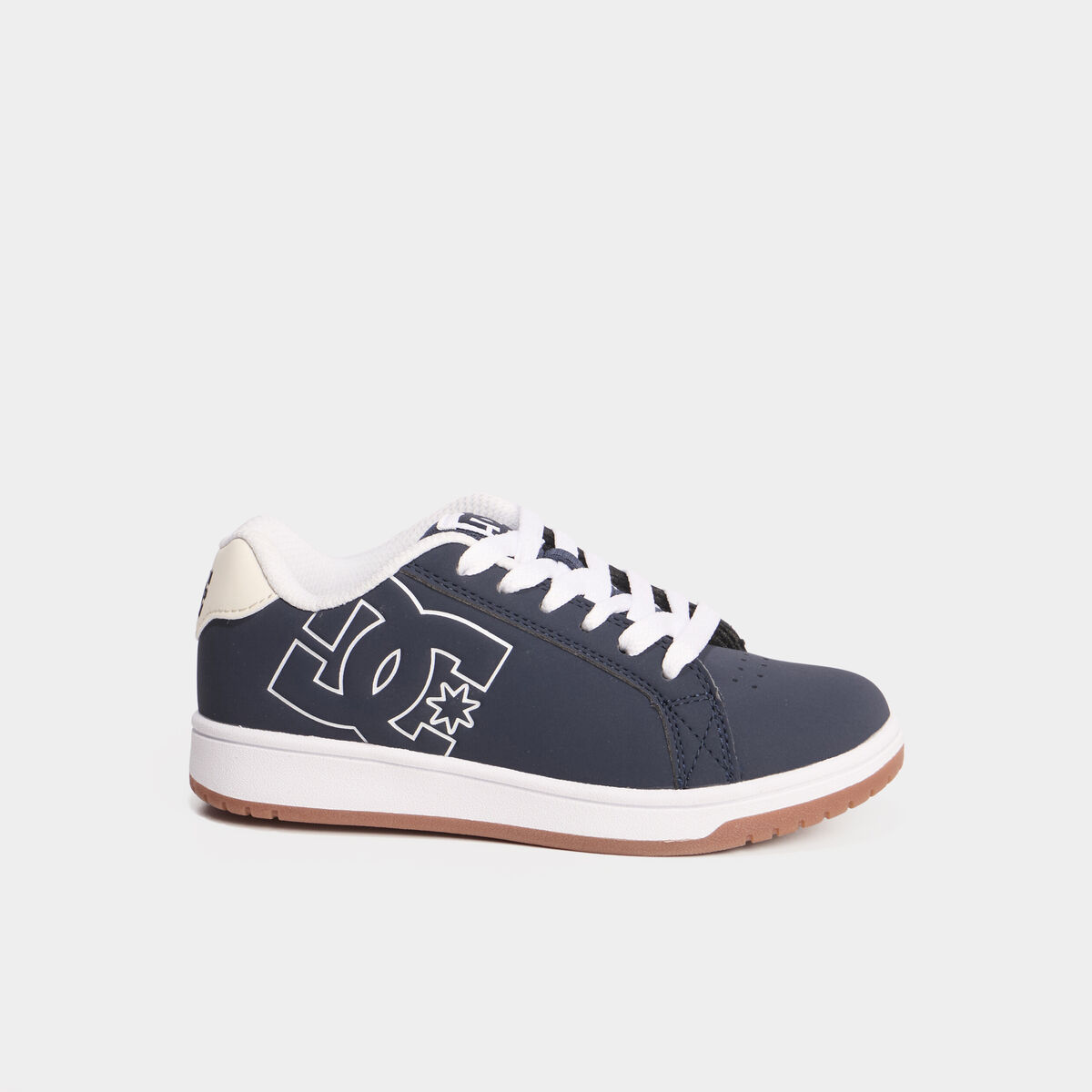 Tennis basses &agrave; lacets en cuir bleu marine gar&ccedil;on