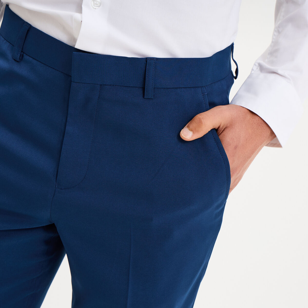 Pantalon de costume droit avec pinces bleu electrique homme