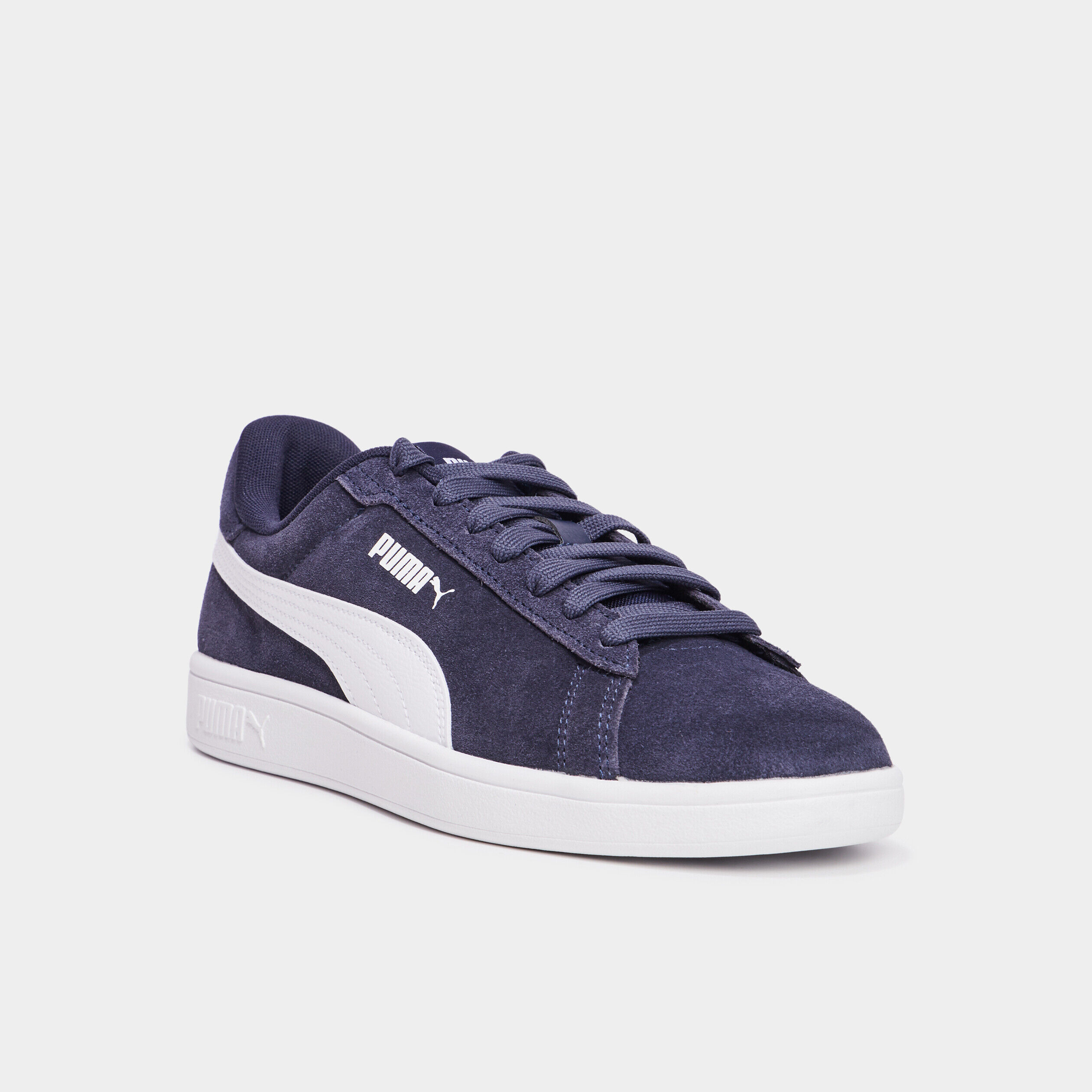 Tennis basses à lacets cuir Puma Smash bleu marine garçon