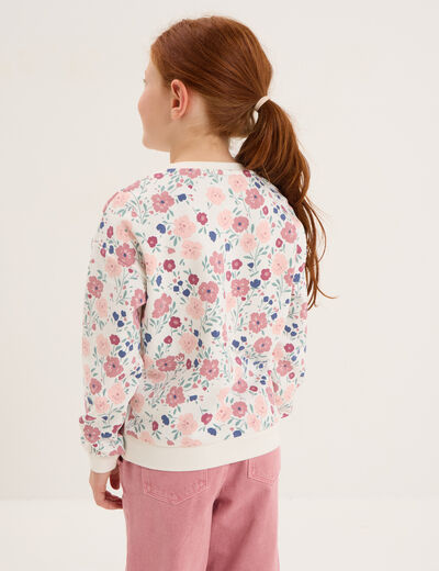 Sweat col rond manches longues beige fille