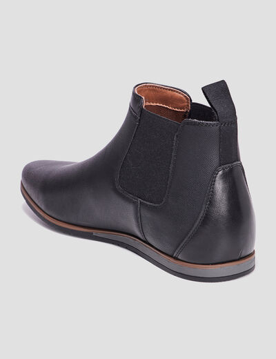 Boots chelsea plates noir homme