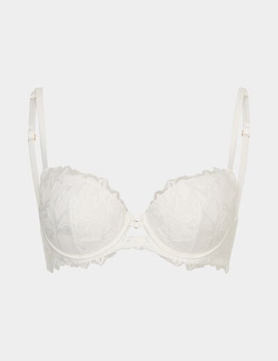 Soutien-gorge push-up paddé dentelle blanc femme