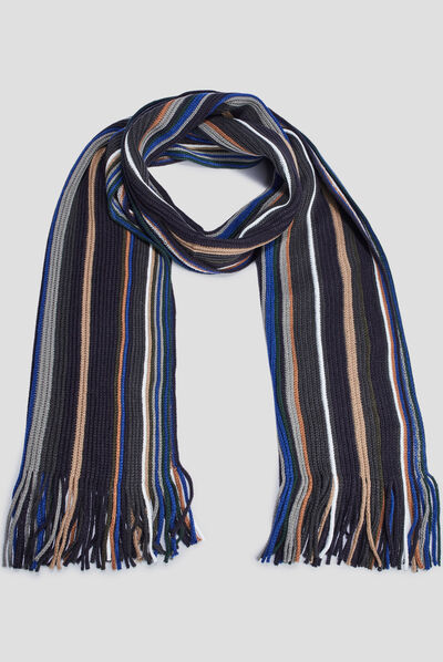 Écharpe à franges bleu marine homme