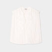 Blouse col tunisien sans manches coton blanc femme