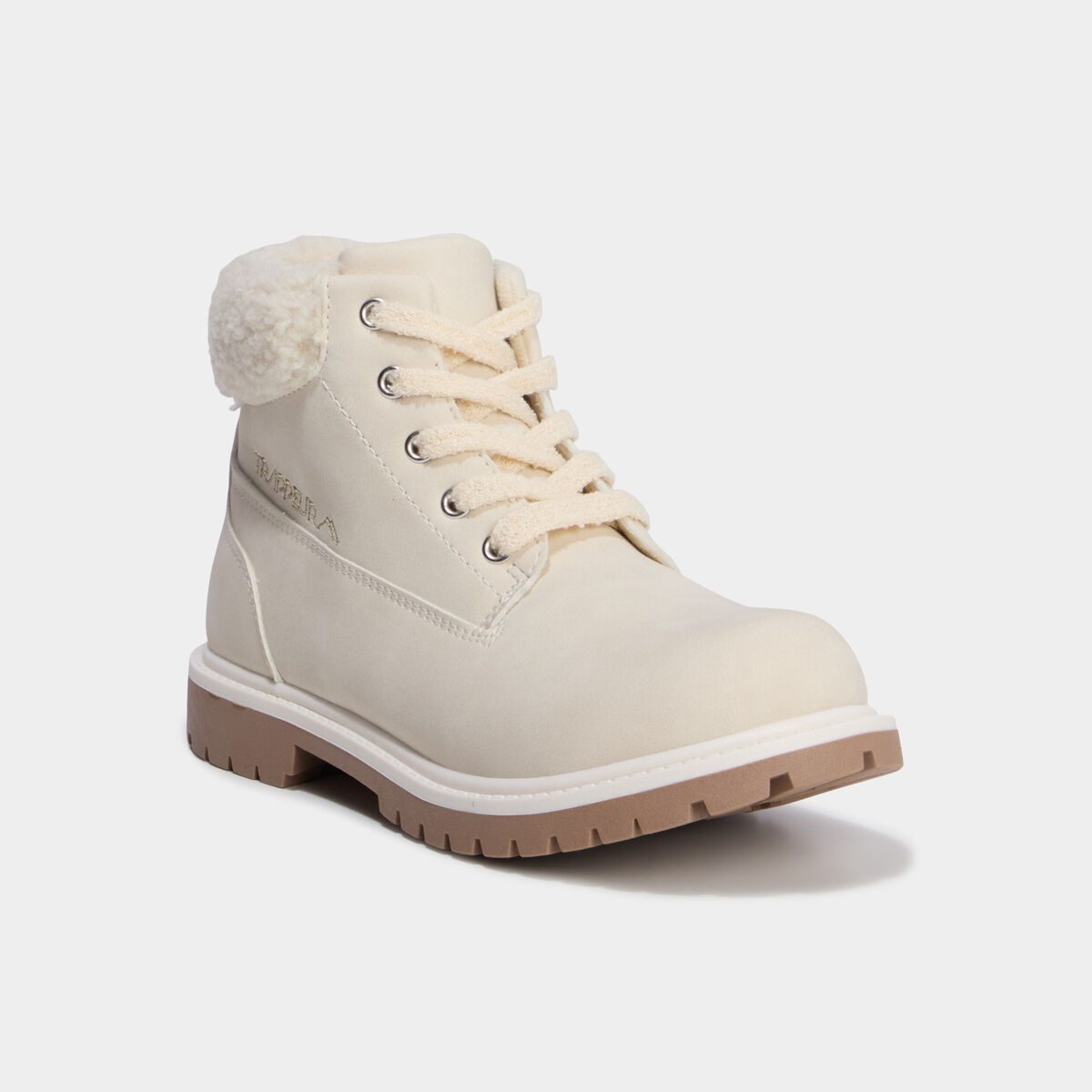 Bottines avec d&eacute;tails fausse fourrure creme fille
