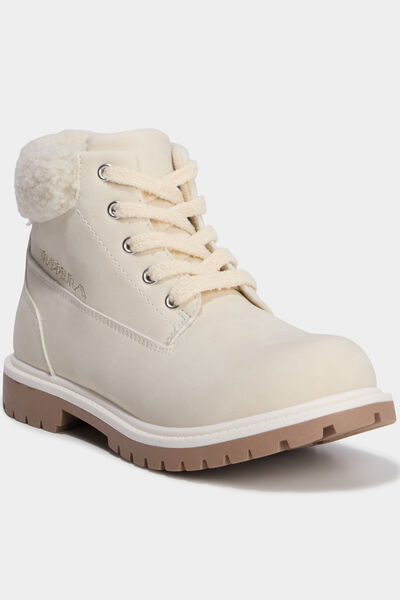 Bottines avec d&eacute;tails fausse fourrure creme fille