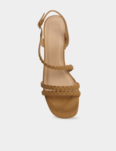 Sandales su&eacute;dine tress&eacute;es 5 cm marron femme